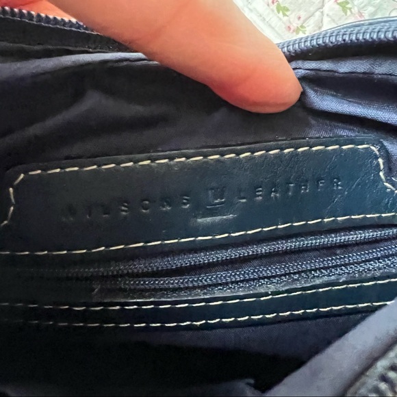 Wilson Leather Shoulder Bag Navy Blue Embossed Purse - Picture 4 of 10